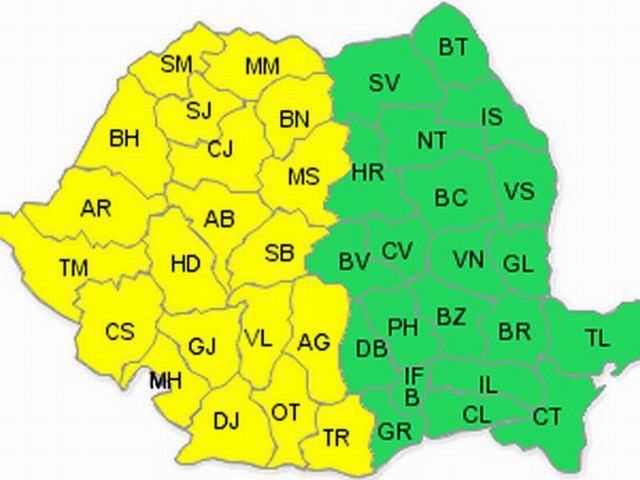 Cod galben de ploi, vijelii şi grindină în judeţul Sibiu