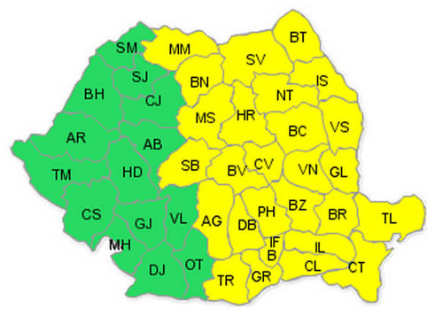 cod galben de ploi, vijelii şi grindină pentru judeţul sibiu, până sâmbătă