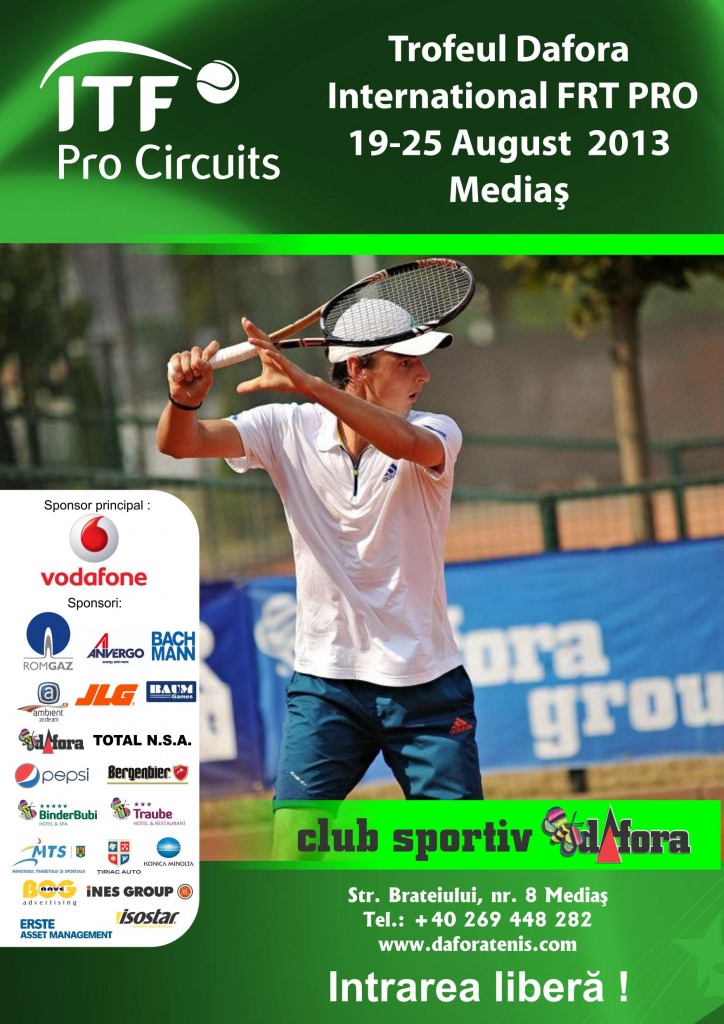 Jucători de tenis din sapte ţări participă la Turneul Internaţional “FRT PRO – Trofeul Dafora” Mediaş