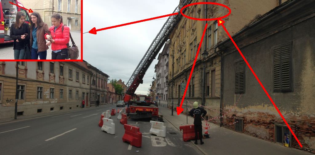 video foto elevă lovită în cap de o bucată de tencuială în stația de autobuz de lângă prefectura sibiu