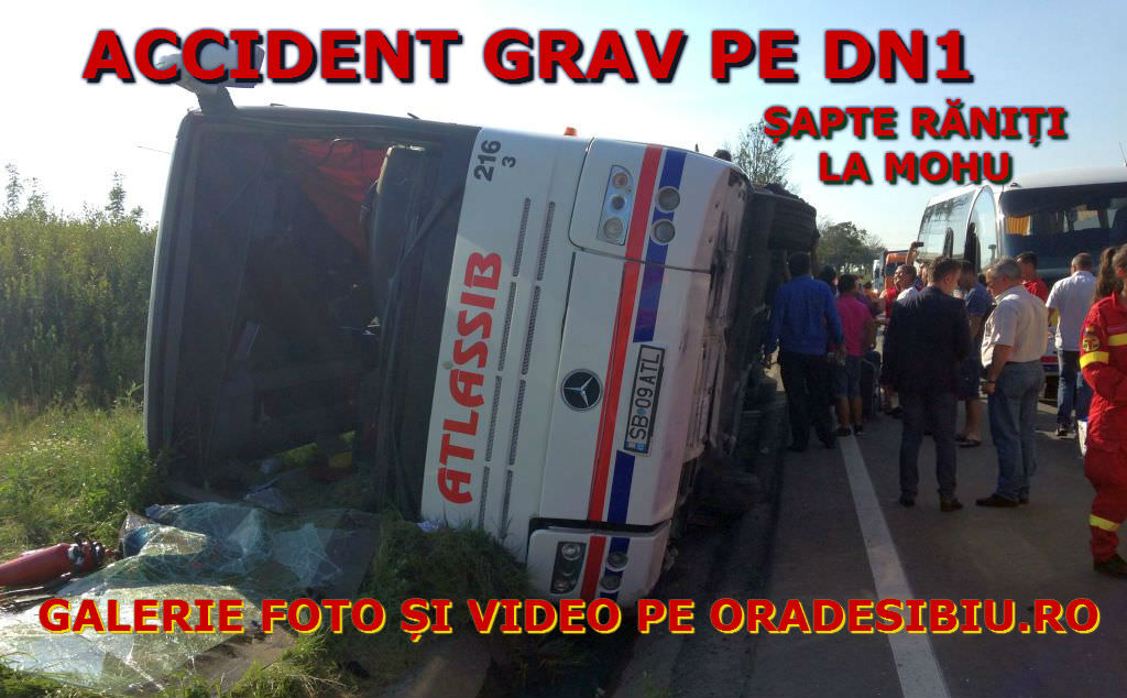 video foto accident grav pe dn1. un autocar atlassib s-a răsturnat la mohu. șapte persoane au fost rănite! (imagini impresionante)