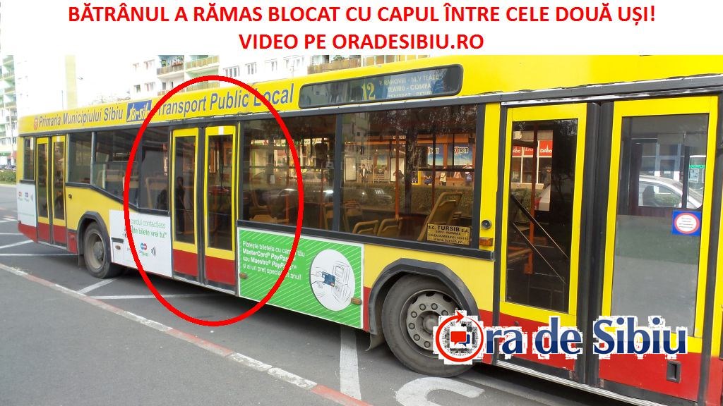 video foto a rămas cu capul prins între ușile unui autobuz tursib