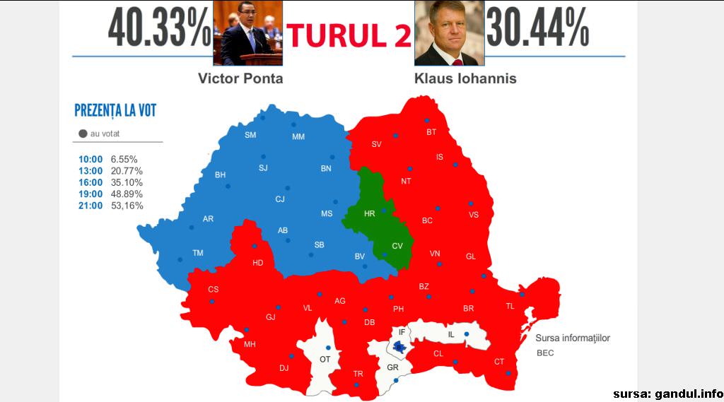 harta voturilor – iată unde s-a impus iohannis. vezi procentele pe fiecare județ!