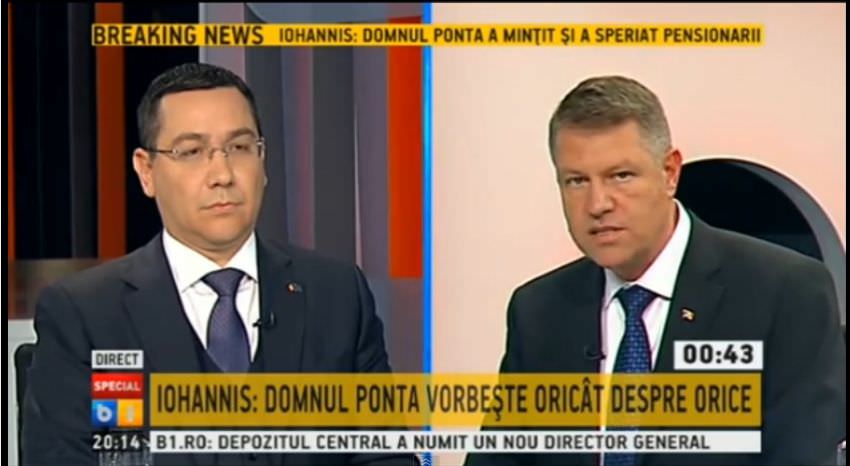 video confruntarea a ii-a dintre iohannis și ponta. vezi înregistrarea completă a emisiunii și toate declarațiile!