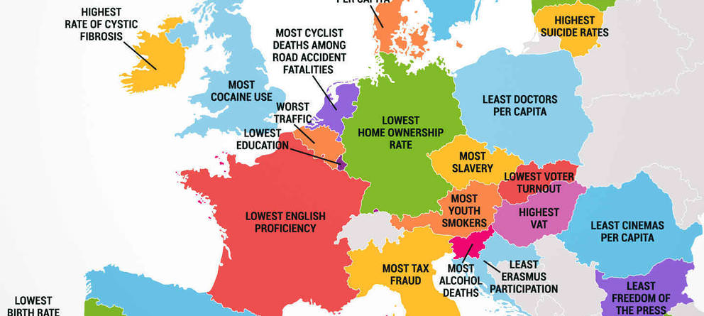 EUROPA PE DOS: Topul negativ al Europei - ROMÂNIA, SURPRIZĂ!