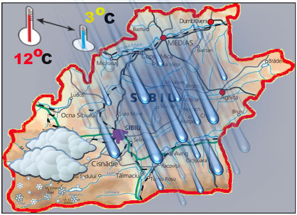 vremea la sibiu: ploi jos si ninsori la munte
