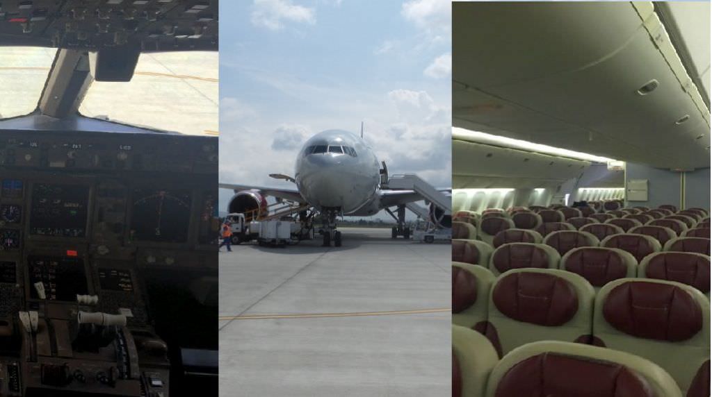 video și foto exclusiv din și cu boeing-ul 777 aterizat la sibiu. unde a mai zburat și câți ani are aeronava!