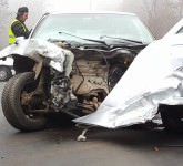 FOTO VIDEO Accident cumplit între Sibiu și Rășinari. Un șofer beat a intrat pe contrasens și s-a tamponat frontal cu o altă mașină