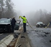 FOTO VIDEO Accident cumplit între Sibiu și Rășinari. Un șofer beat a intrat pe contrasens și s-a tamponat frontal cu o altă mașină