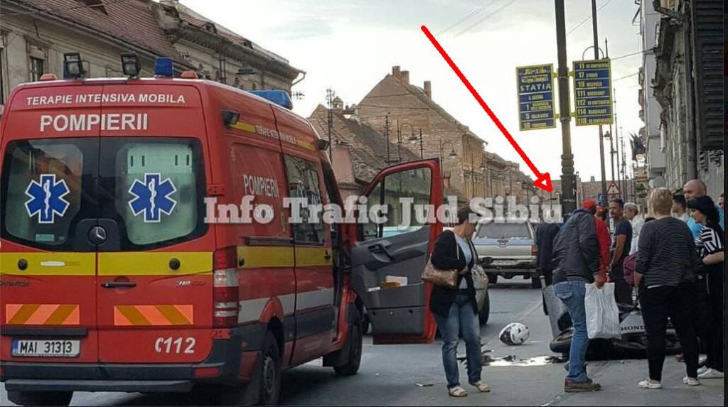 update foto – video accidente pe șaguna și poplăcii la sibiu. motociclist lovit de o mașină și un copil accidentat în timp ce traversa!