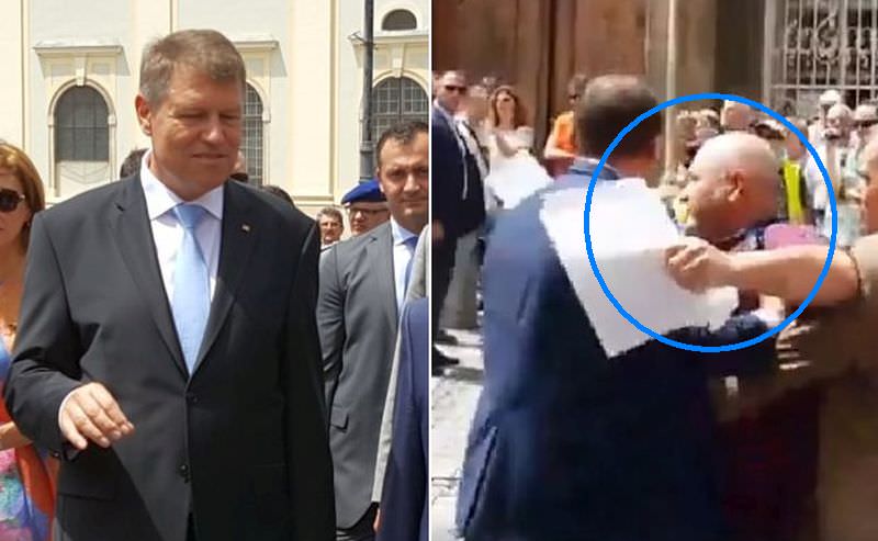 video - incident în timpul vizitei lui klaus iohannis la sibiu. un bărbat a sărit din mulțime ca să ajungă la președinte!