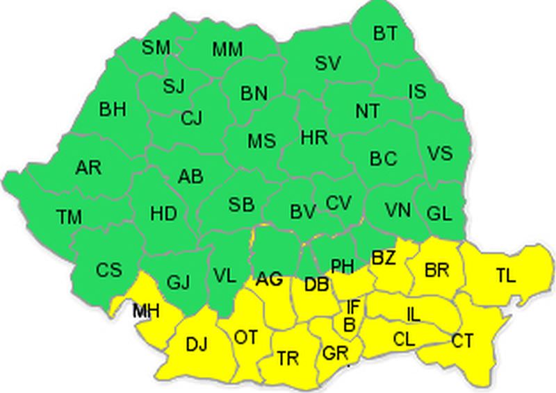 cod galben de caniculă duminică și cod portocaliu pentru luni. zonele vizate