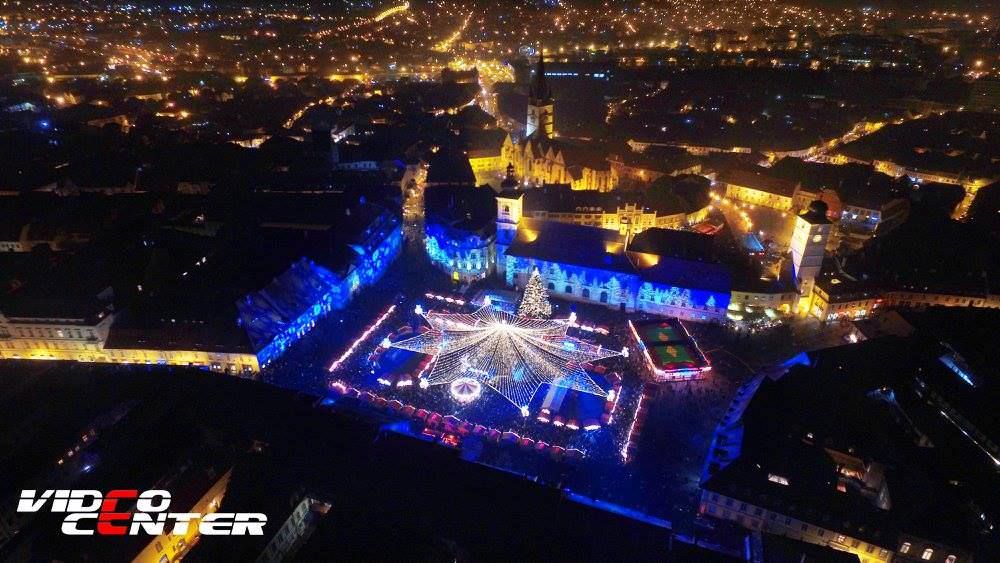 video – târgul de crăciun de la sibiu filmat din aer. imagini superbe din centrul istoric