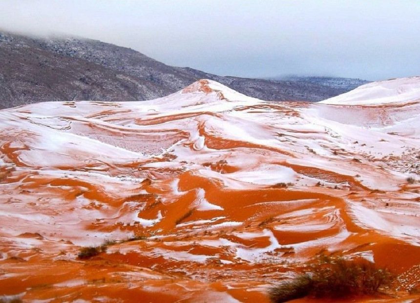 foto - zăpadă în deșertul sahara. după 37 de ani a nins din nou