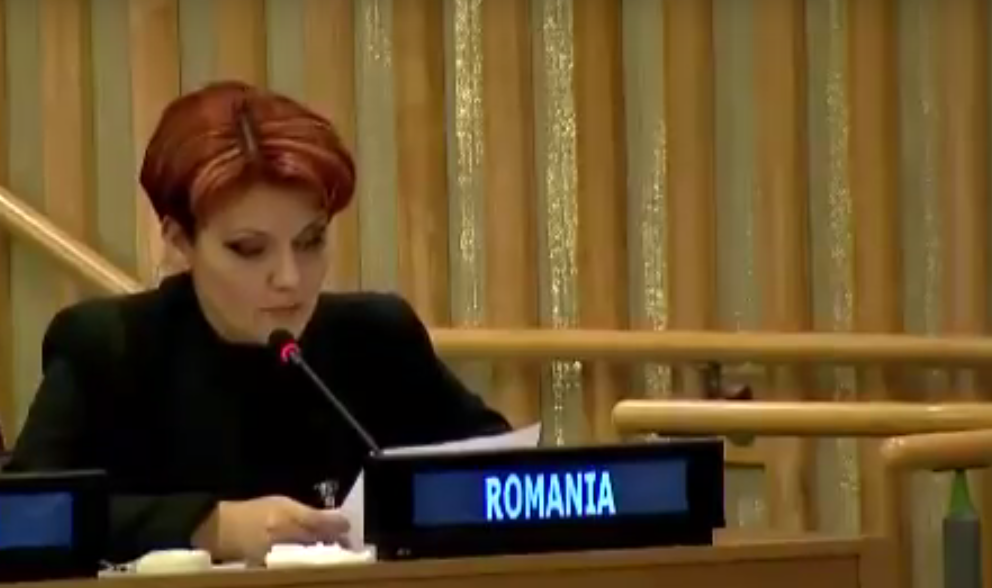 VIDEO VIRAL – Cum ne-a făcut de râs ministrul Olguța Vasilescu la ONU cu engleza ei ’’de baltă’’