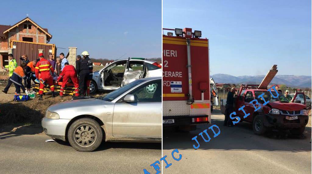 update foto - accident grav cu doi răniți între sibiu și cisnădie în apropiere de podul peste seviș