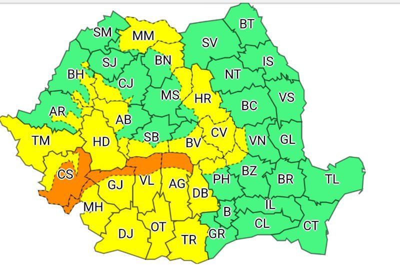cod portocaliu azi pe valea oltului. sibiul e sub cod galben de vânt și ploi abundente