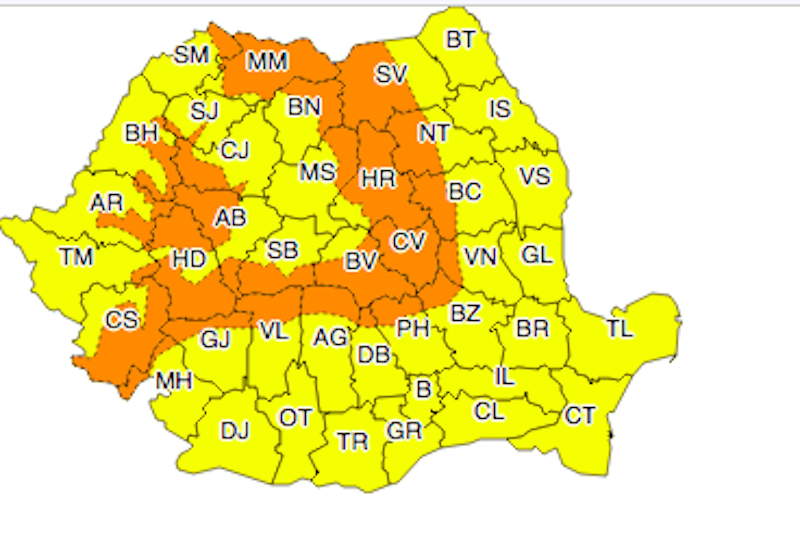 cod portocaliu de vînt puternic și ninsori. ce zone vor fi afectate