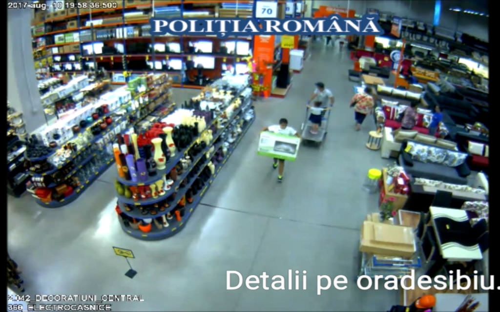 video - foto hoți în acțiune la dedeman. au furat trei televizoare, iar acum îi caută poliția