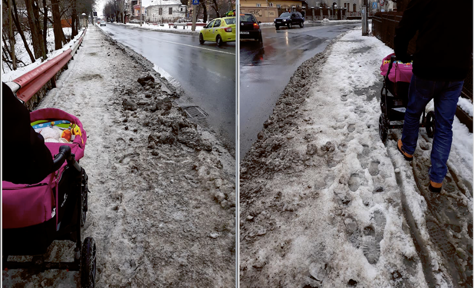 foto - trotuare deszăpezite doar virtual. primăria sibiu prinsă cu minciuna