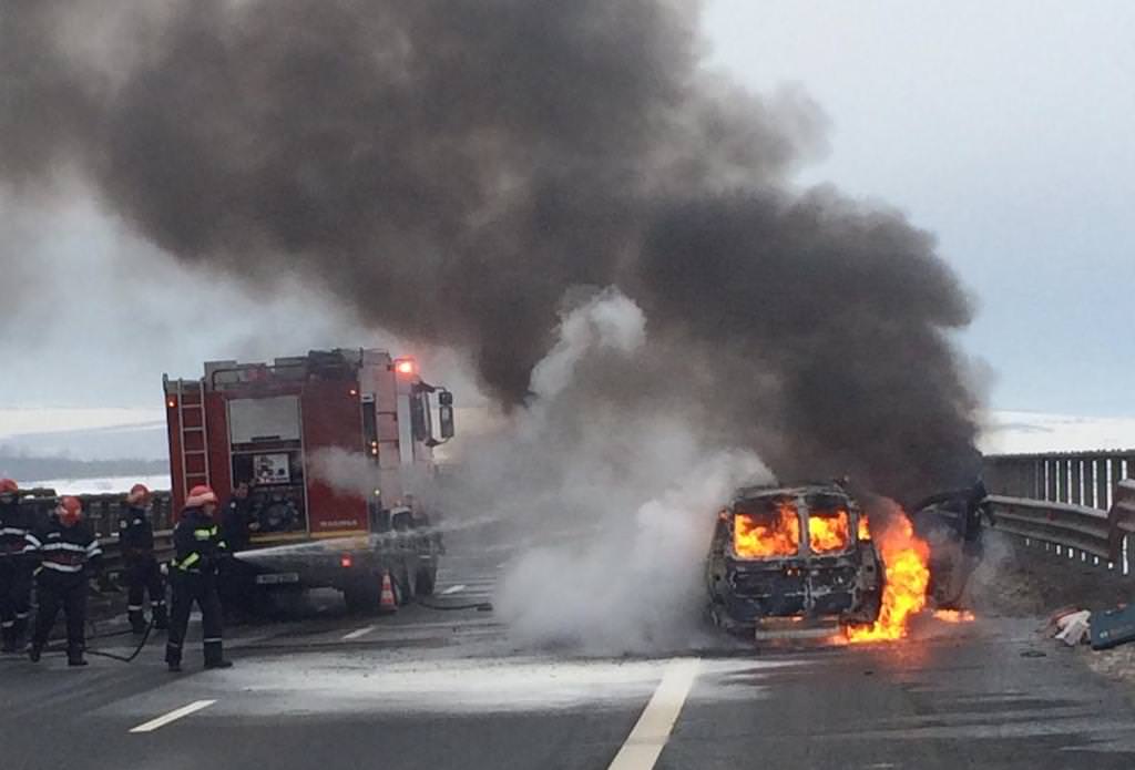 update - autoturism bmw în flăcări la șura mare pe dn14