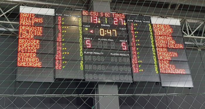 ASPECTE LIVE CSU Sibiu - BC Timișoara 101-103 după cea de a III-a repriză de prelungiri!