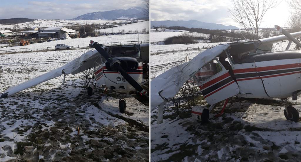 foto avion prăbușit la cisnădie. a ratat decolarea pe aerodrom