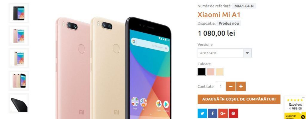 xiaomi mi a1 în rate direct din magazinul din sibiu și pe net - profită de livrare gratis!