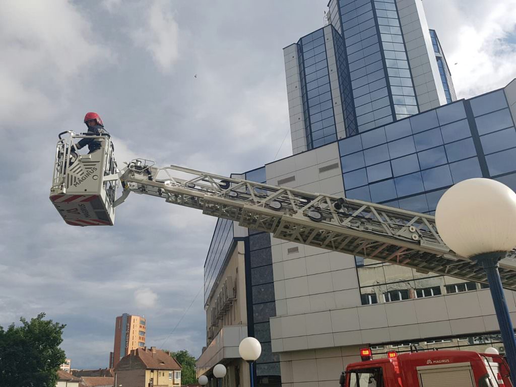 Foto - Pescăruș rănit la o aripă salvat de pompieri la Sibiu