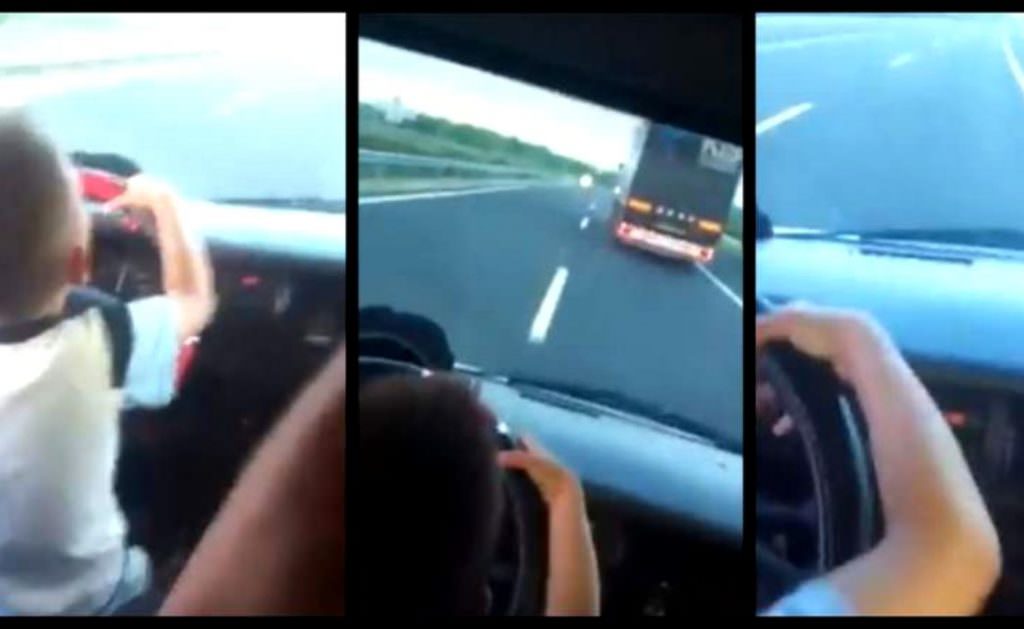 video copil filmat la volan în timp ce merge pe autostradă lângă sibiu