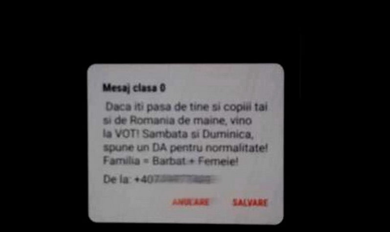 e normal? mesaje de alertă pe mobil pentru "salvarea familiei" la referendum