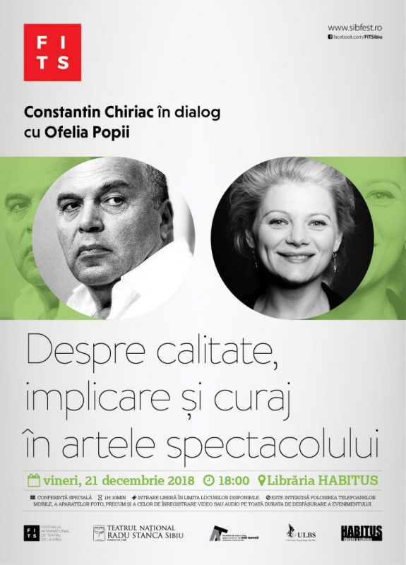 Ofelia Popii, într-un dialog de calitate cu Constantin Chiriac, la Librăria Habitus din Sibiu.