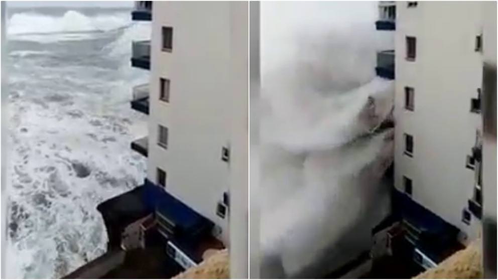 video: valuri de șapte metri au rupt balcoane în tenerife