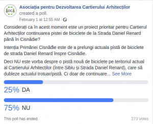 locuitorii din cartierul arhitecților nu mai vor pistă pentru biciclete