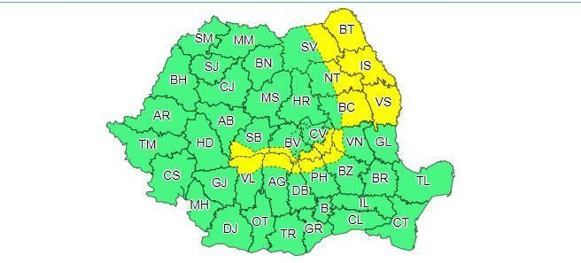 Cod galben de vânt la Sibiu și alte 14 județe - 100 km/h la rafală