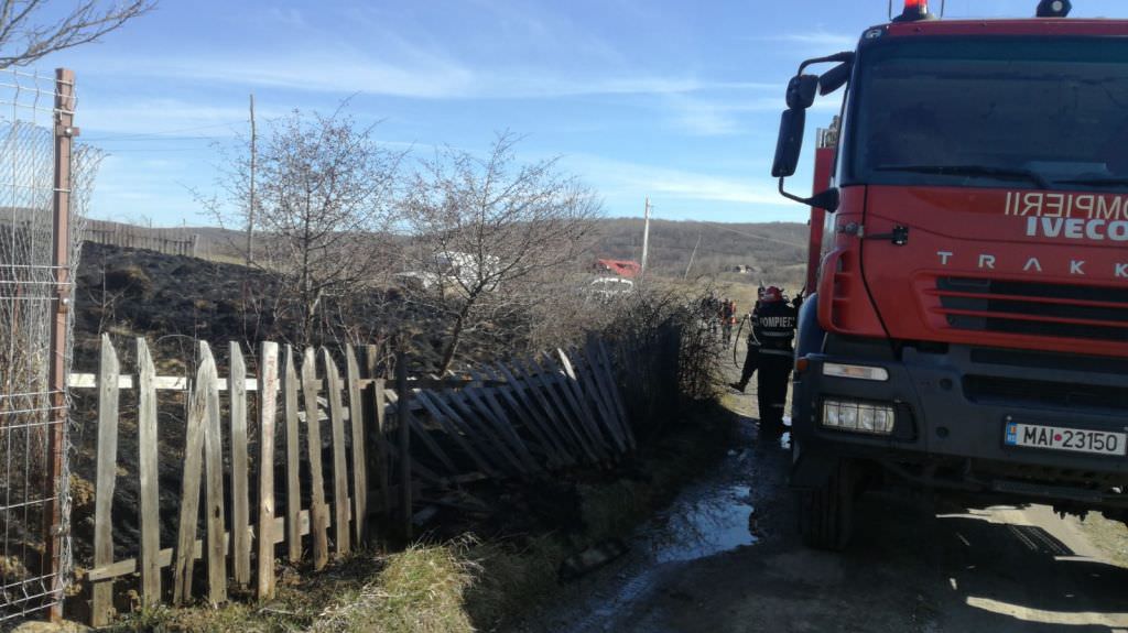 FOTO Incendiu de vegetație la Săcel - A ars și un gard de lemn