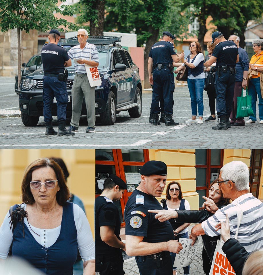 foto incident la sibiu - nepotul lui onisifor ghibu lovit de o partizană a psd-ului