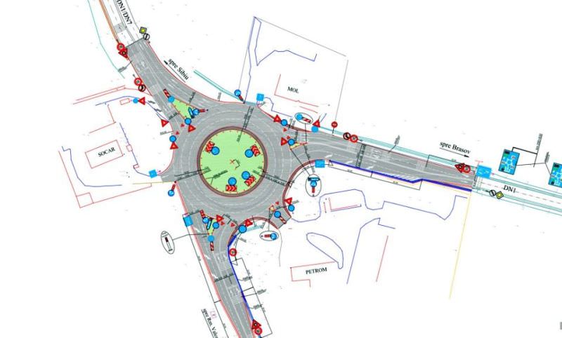 Soluție nouă pentru giratoriul de la Veștem pe DN1 - O să aibă trei benzi