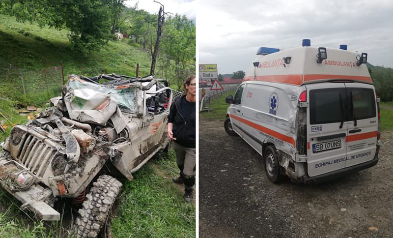 foto doi răniți pe valea lotrioarei - ambulanța care îi ducea la spital a facut și ea accident