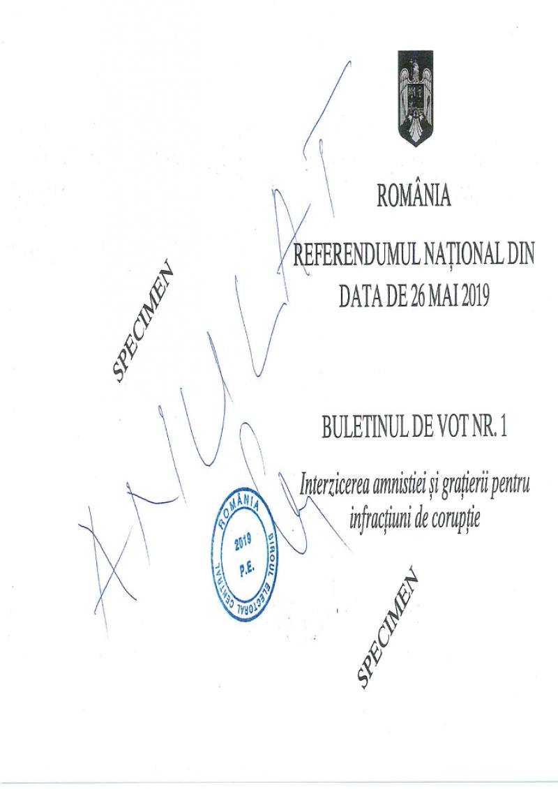 foto - cum arată buletinele de vot pentru referendumul pe justiție din 26 mai