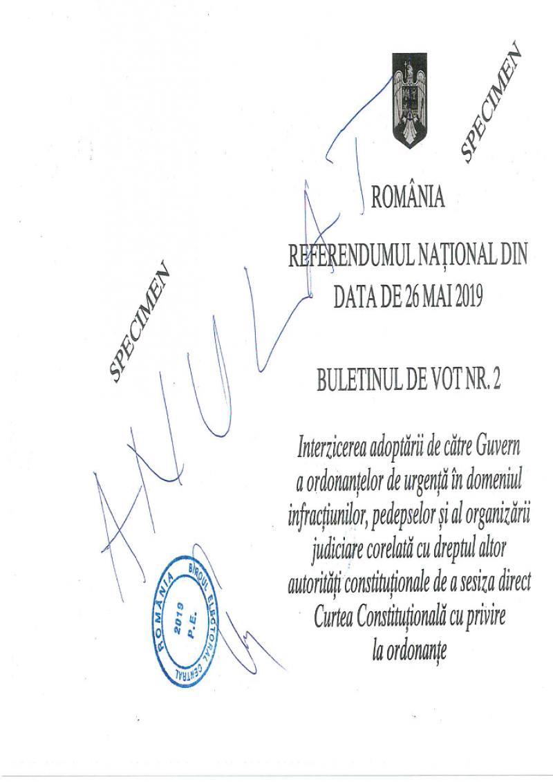 foto - cum arată buletinele de vot pentru referendumul pe justiție din 26 mai