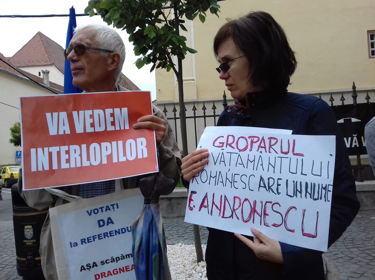 foto ecaterina andronescu, certată la sibiu de câţiva protestari: este important să nu huiduim, ci să avem argumente