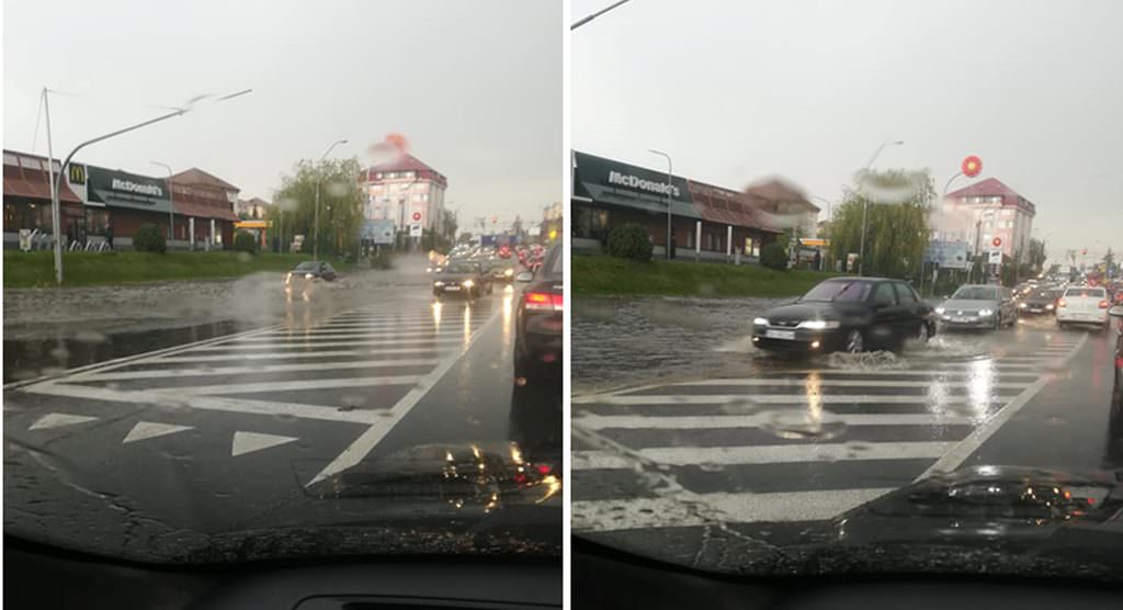 video foto furtuna a inundat drumul de ieșire din sibiu spre șelimbăr