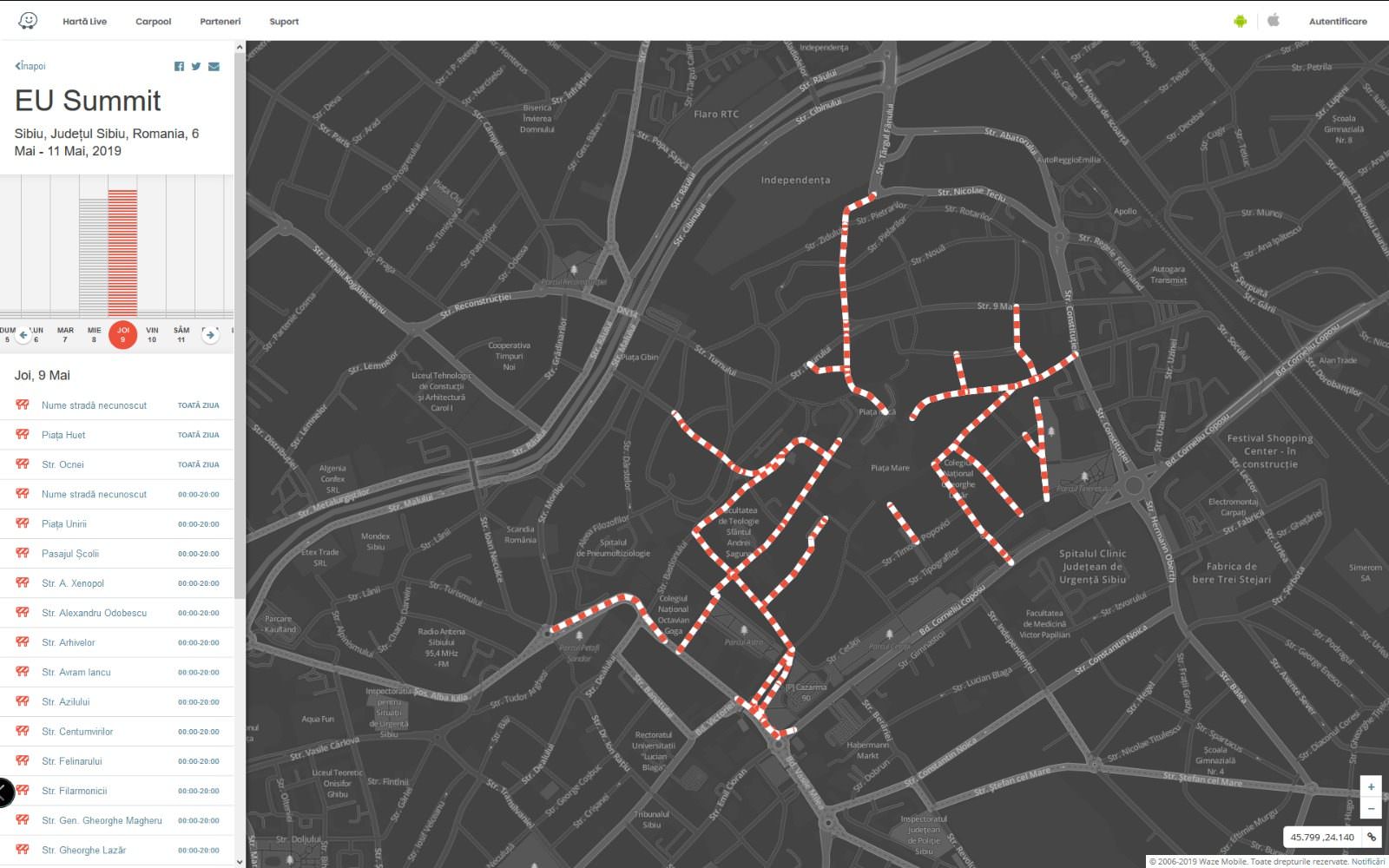 waze îți arată ce străzi sunt închise în timpul summit-ului la sibiu - are o secțiune specială