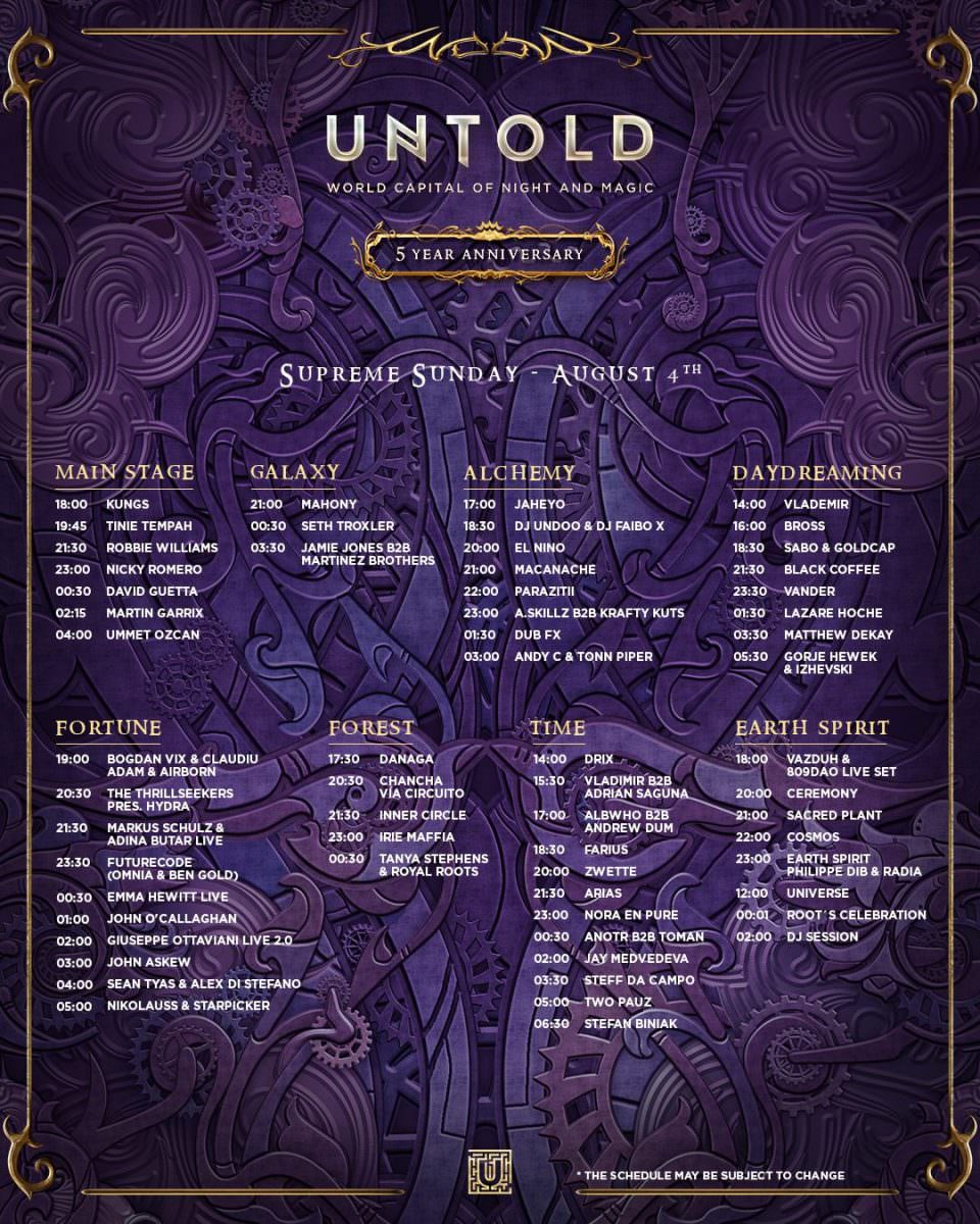 programul complet la untold 2019. s-a anunțat oficial și ziua în care concertează robbie williams