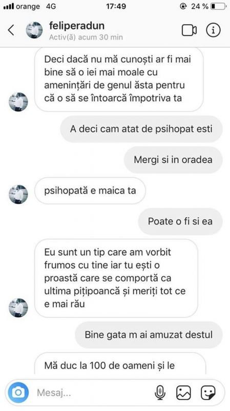 încă o tânără amenințată de individul care a hărțuit o sibiancă - „am asasini plătiți. din toamnă mă mut la sibiu”