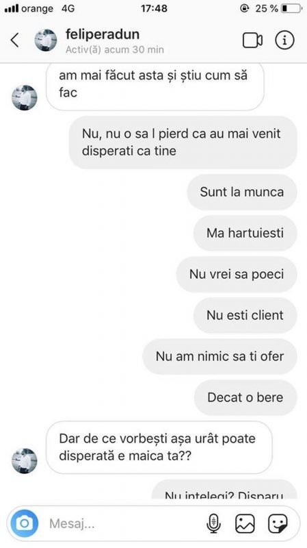 încă o tânără amenințată de individul care a hărțuit o sibiancă - „am asasini plătiți. din toamnă mă mut la sibiu”