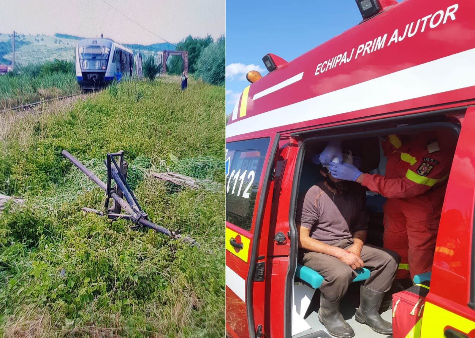 EXCLUSIV FOTO – Căruță lovită de tren între Avrig și Sibiu. O persoană rănită