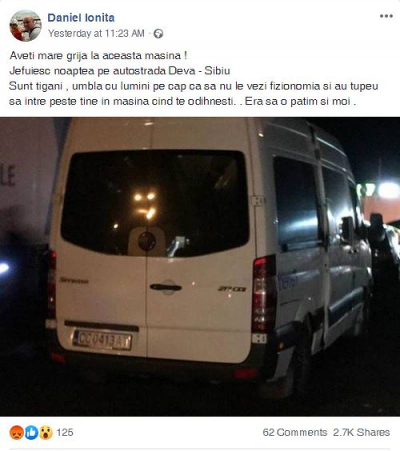 foto șoferii care circulă pe autostrada sibiu - deva, la un pas să fie jefuiți - „aveți grijă la această mașină”