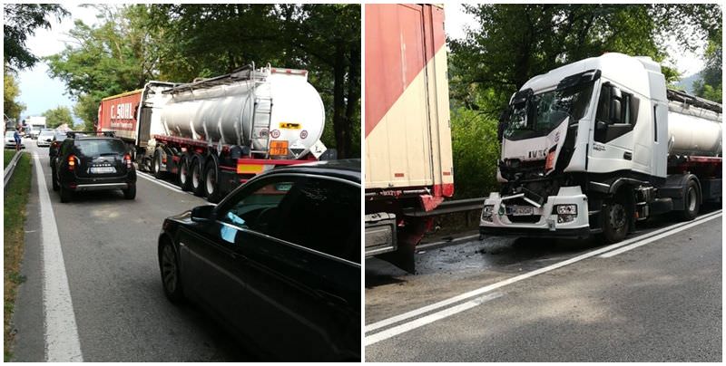 foto accident cu două tir-uri pe dn7 între sibiu și vâlcea